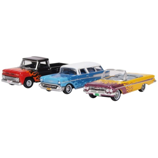 1/87 3 PIECE SET CHEVROLET HOT RODS