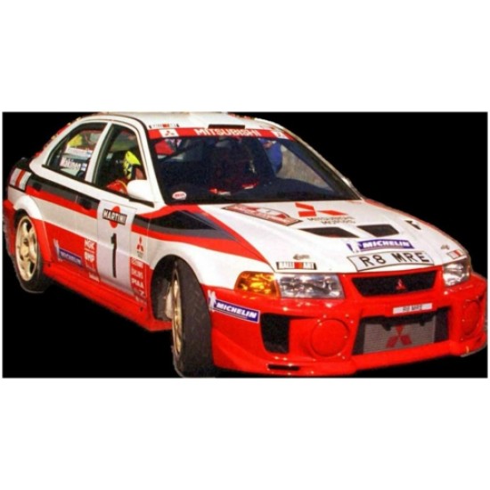 TOP152A - 1/18 MITSUBISHI LANCER EVO5 1998 NO.1 MAKINEN MANNISENMAKI 1ST RALLYE SANREMO